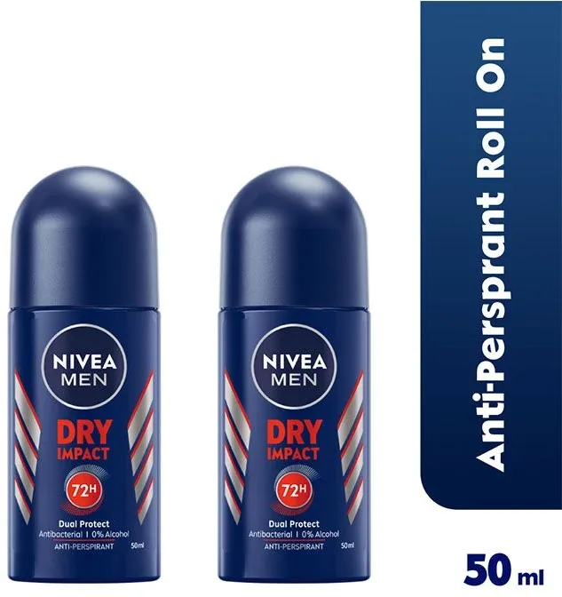 NIVEA Dry Impact Roll-on For Men 72h- 50ml (Pack Of 2)