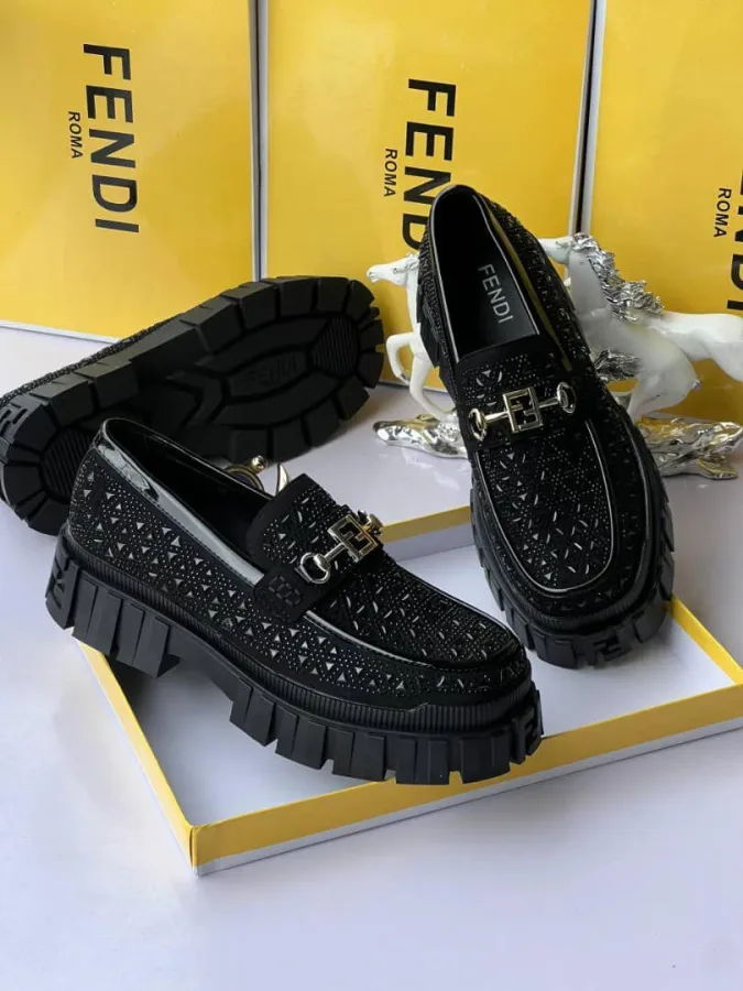 Fendi - Inspired Luxury Men's Loafers – Premium Black Slip - On Dress Shoes