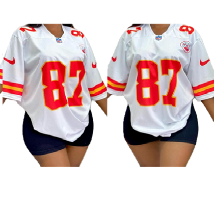 Women's Oversized Sports Jersey Top – White #87