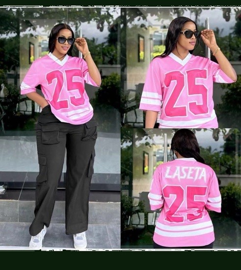 Pink Oversized Sports Jersey Top
