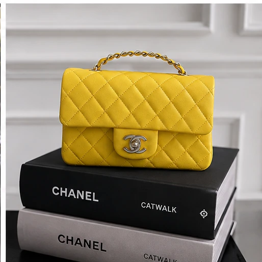 Yellow Quilted Handbag Collection(Chanel  replica)