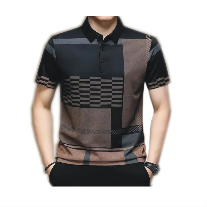 3D Print Geometric Splicing Polo Shirt For Men Colorful Pattern T-Shirts Summer Street Casual Short Sleeve Loose Tops Lapel Tees